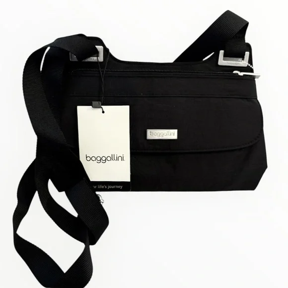 NWT Baggallini Black Nylon Hailey All Day Bagg Crossbody Travel - Picture 1 of 4